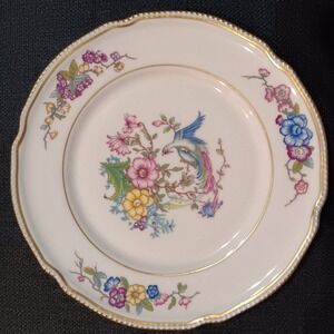 Castleton China Phoenix Salad Plate 8 Inch Bird of Paradise Floral Gold Trim USA